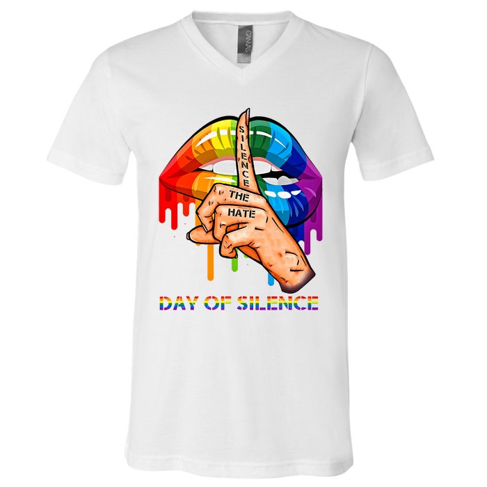 Silence The Hate Day Of Silence Let LGBT Signal V-Neck T-Shirt