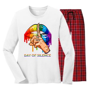 Silence The Hate Day Of Silence Let LGBT Signal Women's Long Sleeve Flannel Pajama Set 