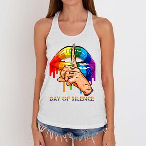 Silence The Hate Day Of Silence Let LGBT Signal Women's Knotted Racerback Tank