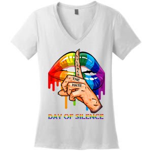 Silence The Hate Day Of Silence Let LGBT Signal Women's V-Neck T-Shirt