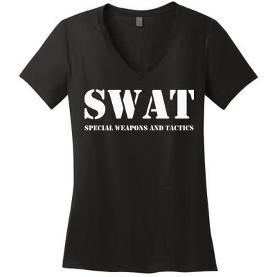 SWAT Team Hoodie Police Uniform Hoody Sweat Women's V-Neck T-Shirt