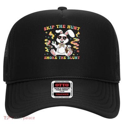 Skip The Hunt Smoke The Blunt Bunny Smoking  High Crown Mesh Back Trucker Hat