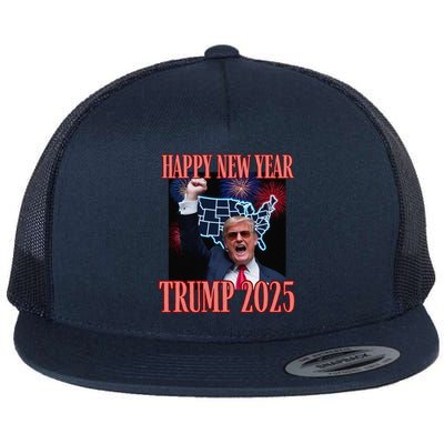 Sarcastic Trump Happy New Year 2025 47th President Convicted Flat Bill Trucker Hat