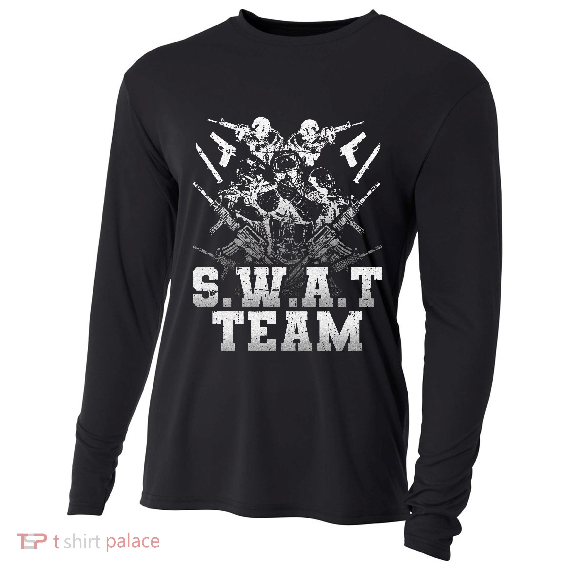 SWAT Team Halloween Costume Tactical Uniform Cooling Performance Long Sleeve Crew