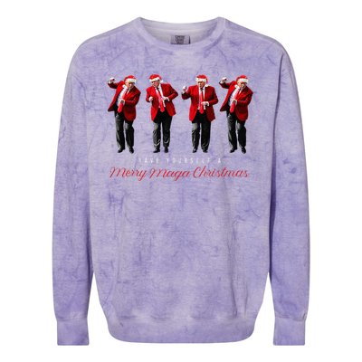 Santa Trump Have Yourself A Merry Maga Christmas Xmas Colorblast Crewneck Sweatshirt