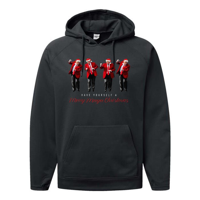 Santa Trump Have Yourself A Merry Maga Christmas Xmas Performance Fleece Hoodie