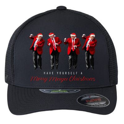 Santa Trump Have Yourself A Merry Maga Christmas Xmas Flexfit Unipanel Trucker Cap