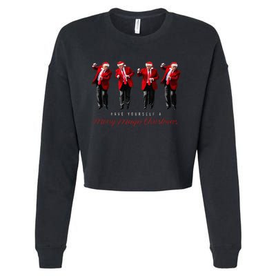 Santa Trump Have Yourself A Merry Maga Christmas Xmas Cropped Pullover Crew