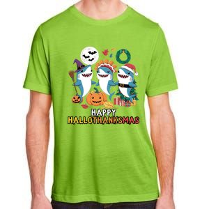 Shark Thanksgiving Happy Hallothanksmas Christmas Halloween Adult ChromaSoft Performance T-Shirt