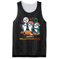 Shark Thanksgiving Happy Hallothanksmas Christmas Halloween Mesh Reversible Basketball Jersey Tank