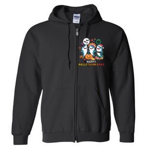 Shark Thanksgiving Happy Hallothanksmas Christmas Halloween Full Zip Hoodie