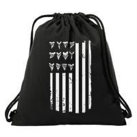 Shark Tooth Hunting American Flag Design For Fossil Hunter Drawstring Bag