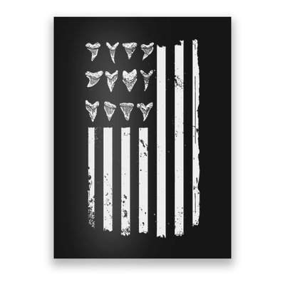 Shark Tooth Hunting American Flag Design For Fossil Hunter Poster