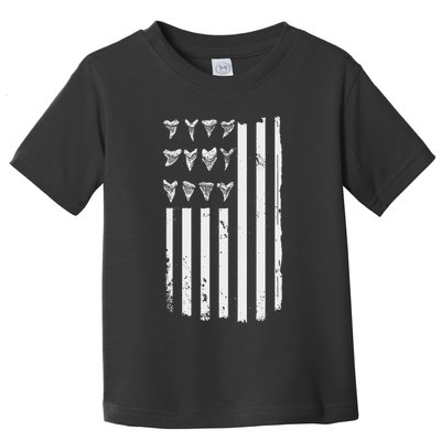 Shark Tooth Hunting American Flag Design For Fossil Hunter Toddler T-Shirt
