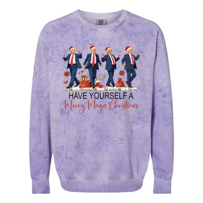 Santa Trump Have Yourself A Merry Maga Christmas Xmas Funny Colorblast Crewneck Sweatshirt