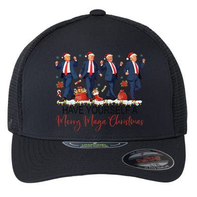 Santa Trump Have Yourself A Merry Maga Christmas Xmas Funny Flexfit Unipanel Trucker Cap