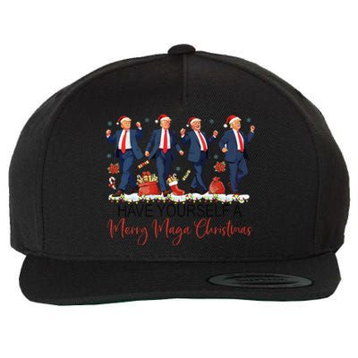 Santa Trump Have Yourself A Merry Maga Christmas Xmas Funny Wool Snapback Cap