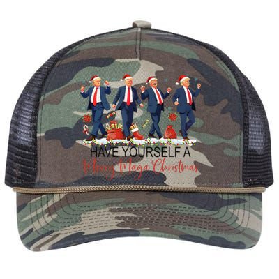 Santa Trump Have Yourself A Merry Maga Christmas Xmas Funny Retro Rope Trucker Hat Cap