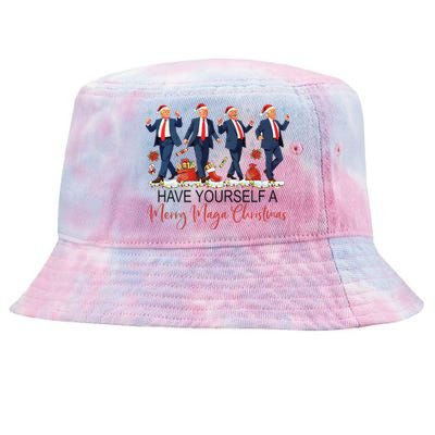 Santa Trump Have Yourself A Merry Maga Christmas Xmas Funny Tie-Dyed Bucket Hat