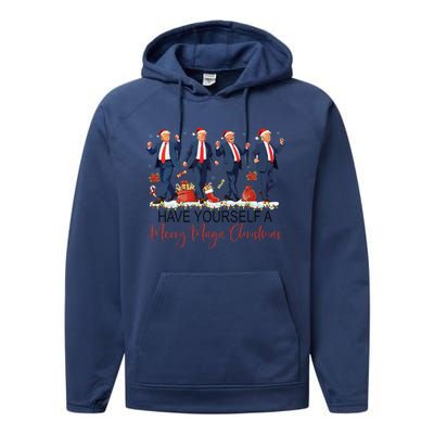 Santa Trump Have Yourself A Merry Maga Christmas Xmas Funny Performance Fleece Hoodie