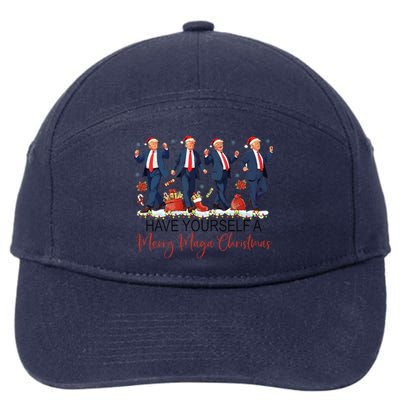 Santa Trump Have Yourself A Merry Maga Christmas Xmas Funny 7-Panel Snapback Hat