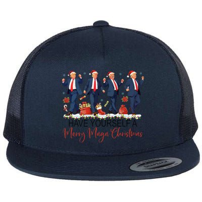 Santa Trump Have Yourself A Merry Maga Christmas Xmas Funny Flat Bill Trucker Hat