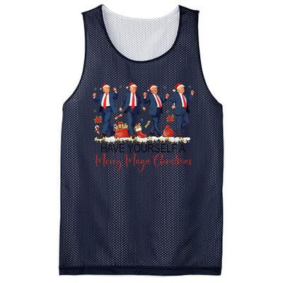 Santa Trump Have Yourself A Merry Maga Christmas Xmas Funny Mesh Reversible Basketball Jersey Tank