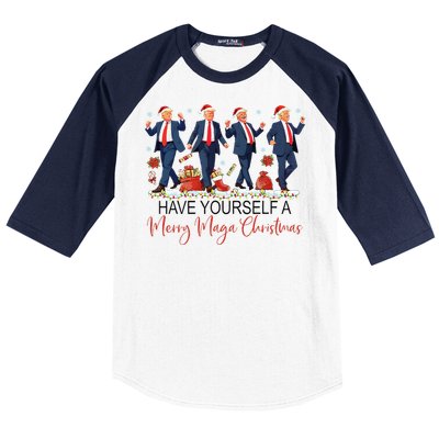 Santa Trump Have Yourself A Merry Maga Christmas Xmas Funny Baseball Sleeve Shirt