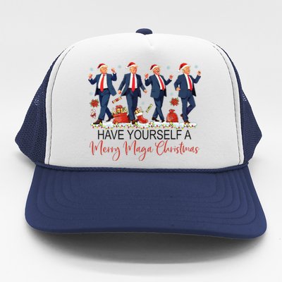 Santa Trump Have Yourself A Merry Maga Christmas Xmas Funny Trucker Hat