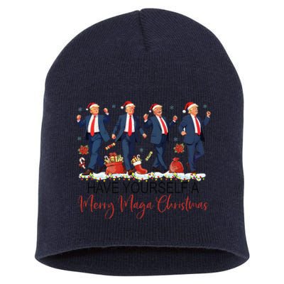 Santa Trump Have Yourself A Merry Maga Christmas Xmas Funny Short Acrylic Beanie