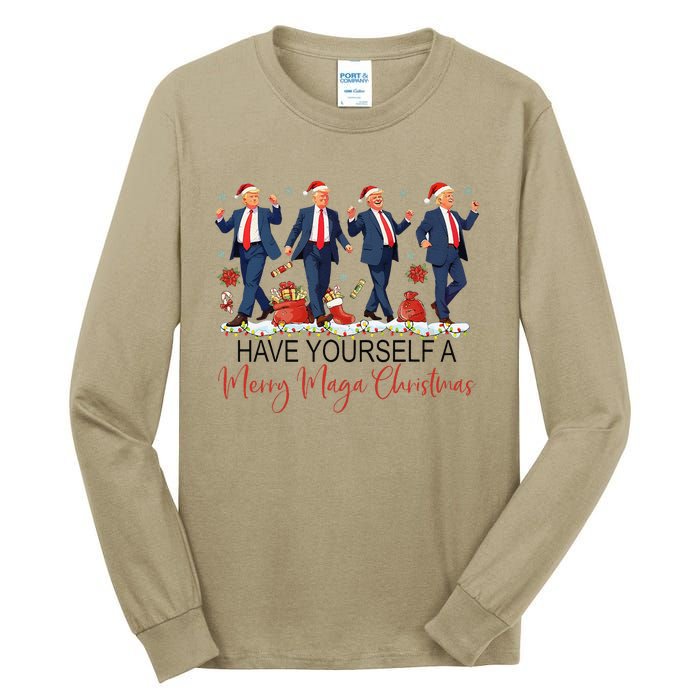 Santa Trump Have Yourself A Merry Maga Christmas Xmas Funny Tall Long Sleeve T-Shirt