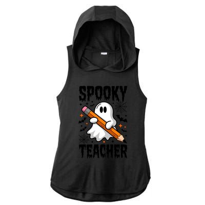 Spooky Teacher Halloween Cute Ghost Groovy Teacher Cute Gift Ladies PosiCharge Tri-Blend Wicking Draft Hoodie Tank