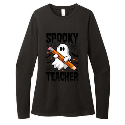 Spooky Teacher Halloween Cute Ghost Groovy Teacher Cute Gift Womens CVC Long Sleeve Shirt