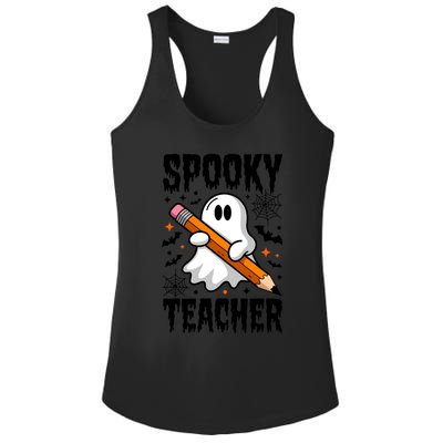 Spooky Teacher Halloween Cute Ghost Groovy Teacher Cute Gift Ladies PosiCharge Competitor Racerback Tank