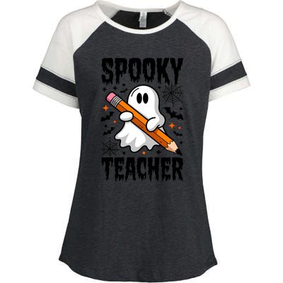 Spooky Teacher Halloween Cute Ghost Groovy Teacher Cute Gift Enza Ladies Jersey Colorblock Tee