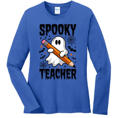 Spooky Teacher Halloween Cute Ghost Groovy Teacher Cute Gift Ladies Long Sleeve Shirt