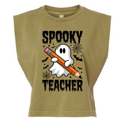 Spooky Teacher Halloween Cute Ghost Groovy Teacher Cute Gift Garment-Dyed Women's Muscle Tee