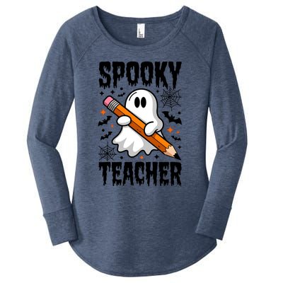 Spooky Teacher Halloween Cute Ghost Groovy Teacher Cute Gift Women's Perfect Tri Tunic Long Sleeve Shirt