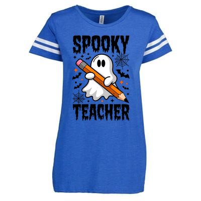 Spooky Teacher Halloween Cute Ghost Groovy Teacher Cute Gift Enza Ladies Jersey Football T-Shirt