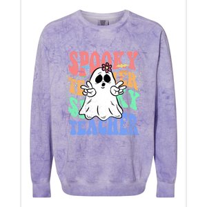 Spooky Teacher Halloween Design Preschool Prek Kindergarten Cute Gift Colorblast Crewneck Sweatshirt