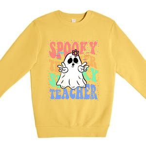 Spooky Teacher Halloween Design Preschool Prek Kindergarten Cute Gift Premium Crewneck Sweatshirt