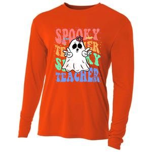 Spooky Teacher Halloween Design Preschool Prek Kindergarten Cute Gift Cooling Performance Long Sleeve Crew