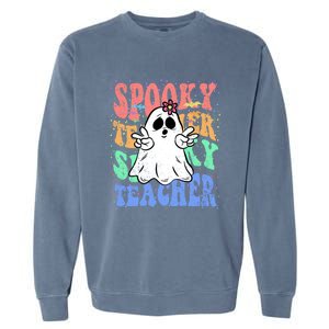 Spooky Teacher Halloween Design Preschool Prek Kindergarten Cute Gift Garment-Dyed Sweatshirt