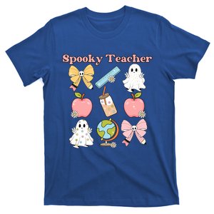 Spooky Teacher Halloween Ghost Coquette Bow Pencil Gift T-Shirt