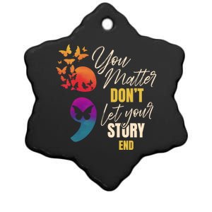 Semicolon Tal Health Awareness Prevention Funny Gift Ceramic Star Ornament