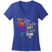 Semicolon Tal Health Awareness Prevention Funny Gift Women's V-Neck T-Shirt