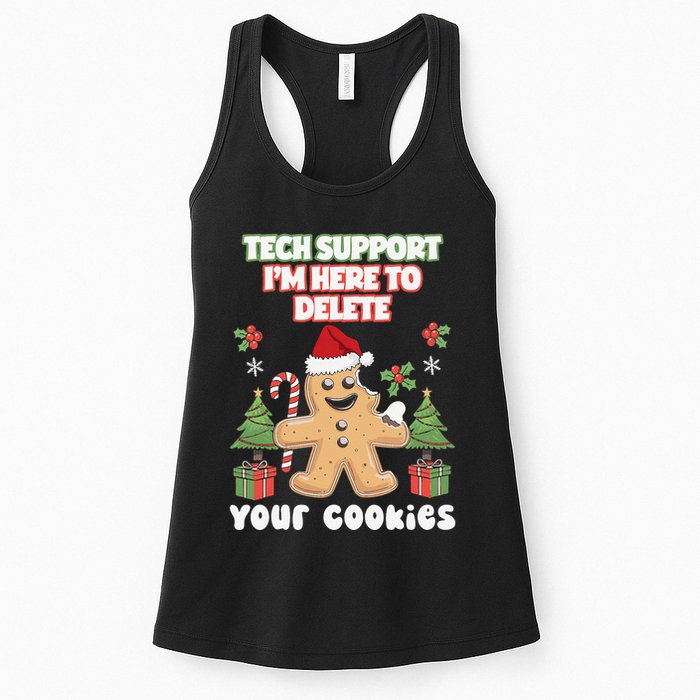Support Tech Here To Delete Cookies Funnyprogrammer Women's Racerback Tank