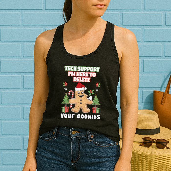 Support Tech Here To Delete Cookies Funnyprogrammer Women's Racerback Tank