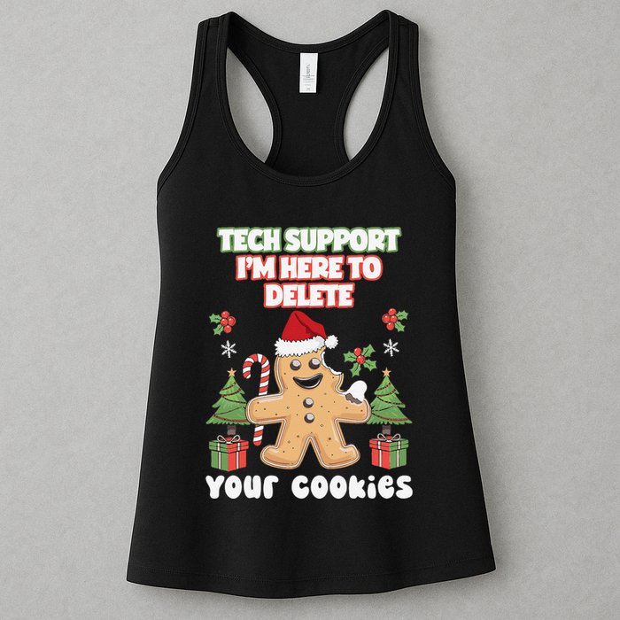 Support Tech Here To Delete Cookies Funnyprogrammer Women's Racerback Tank