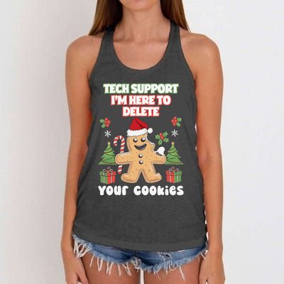 Support Tech Here To Delete Cookies Funnyprogrammer Women's Knotted Racerback Tank